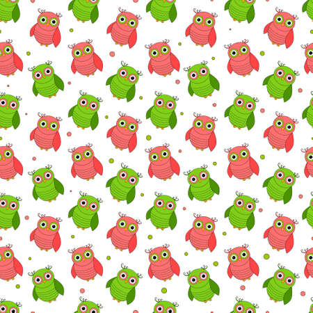 funny owls seamless patternのイラスト素材
