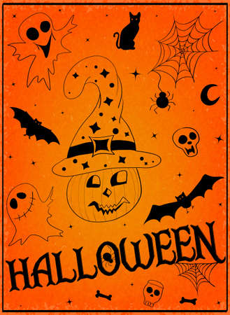 halloween doodles vectorのイラスト素材