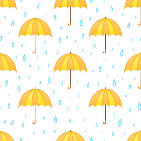 umbrella and rain seamless patternのイラスト素材