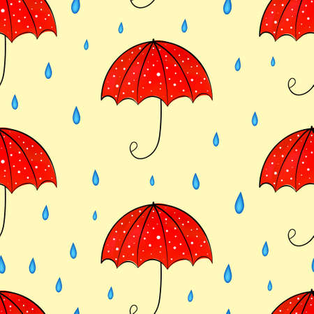 umbrella and rain seamless patternのイラスト素材