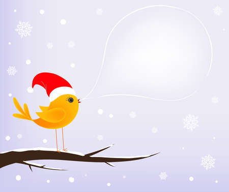 christmas card bird on treeのイラスト素材