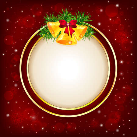 christmas background with wreath made of tree and bellsのイラスト素材