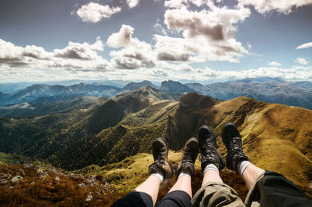 hiking in mountainsの写真素材
