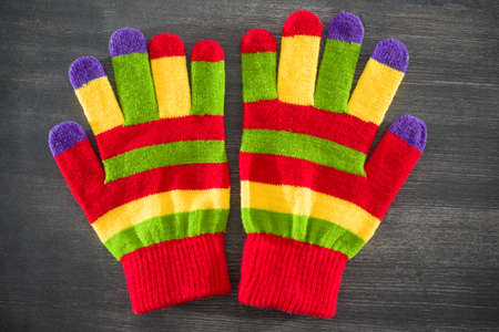 colorful striped gloves