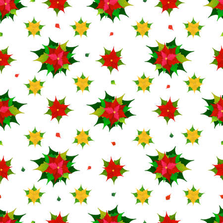 poinsettia flowers seamlessのイラスト素材