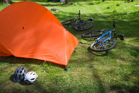 camping outdoor in summerの写真素材