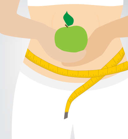 diet woman and green appleのイラスト素材