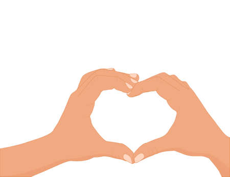 hands in form of heart vectorのイラスト素材