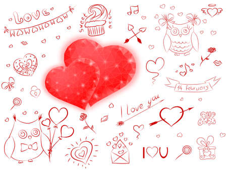valentine doodlesのイラスト素材