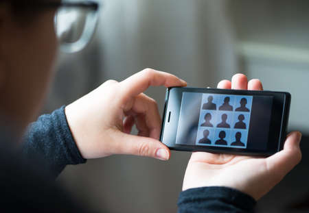 social network on mobileの写真素材