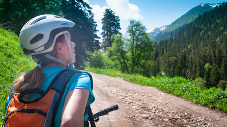 cycling in mountainsの写真素材