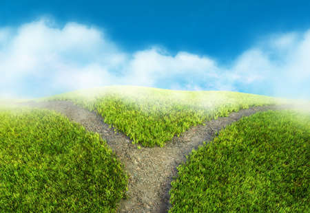 choice at road conceptの写真素材