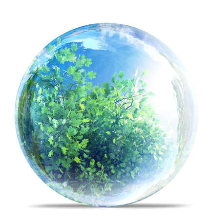 nature in glass bubbleの写真素材