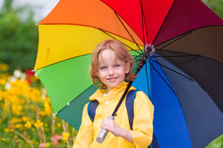 child with umbrellaの写真素材