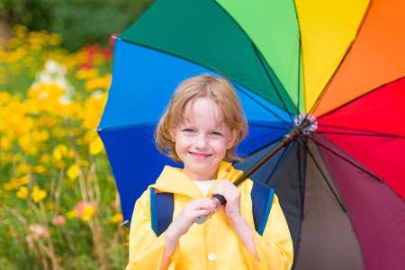 child with umbrellaの写真素材