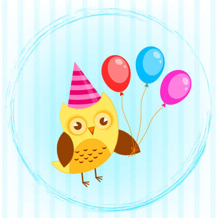 owl at party vectorのイラスト素材