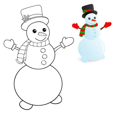 snowman coloring pagesのイラスト素材