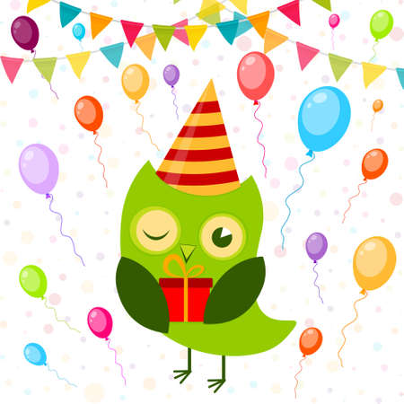 owl at party vectorのイラスト素材