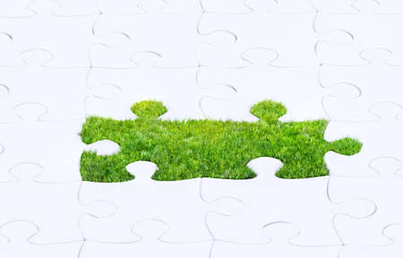 concept puzzle of grass 3D renderingの写真素材