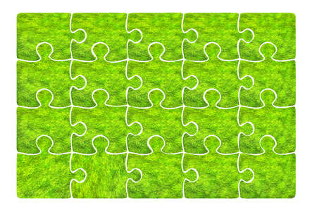 concept puzzle of grass 3D renderingの写真素材