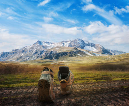 hiking bootsの写真素材