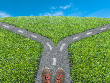 fork at road conceptの写真素材