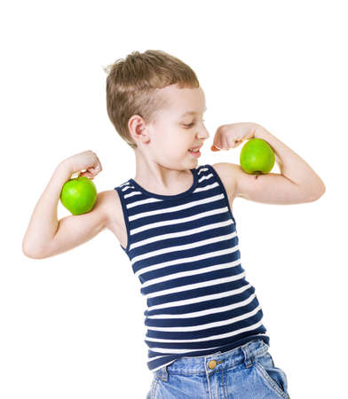 kid with apples, healthy nutrition conceptの写真素材