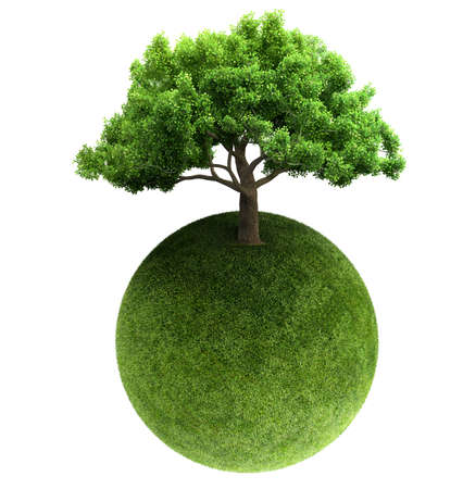 green tree and Earth 3D renderingの写真素材