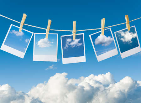 fresh air concept with prints of sky and cloudsの写真素材