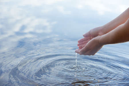 water and handsの写真素材