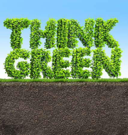 think green concept 3D illustrationの写真素材