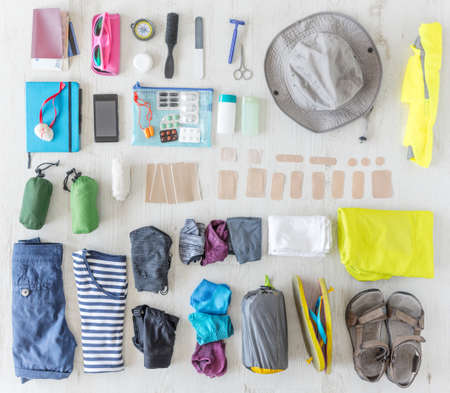 how to pack gear and accessories for Camino de Santiagoの写真素材