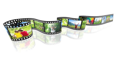 Film with photos of nature and family, media and entertainment concept imageの写真素材