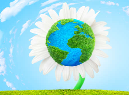 flower Earth ecology concept 3D illustrationの写真素材