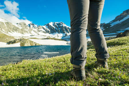 hiking in mountainsの写真素材