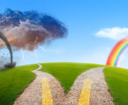 fork in the road choice concept illustrationの写真素材