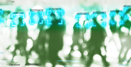 face recognition technology concept illustration of big data and security in city