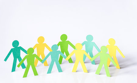 paper people chain concept of social help in groupの写真素材