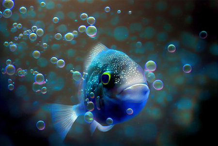 small tropical fish underwater in aquarium, Generative AI illustrationの素材