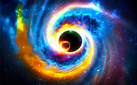 Visualization of a black hole in space, Generative AI illustrationの写真素材