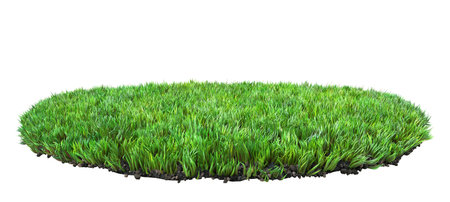 a green grass turf isolated on white background 3D illustrationの写真素材
