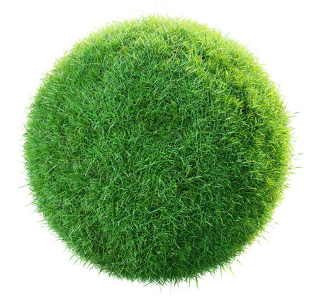 green grass planet isolated, 3D illustrationの写真素材