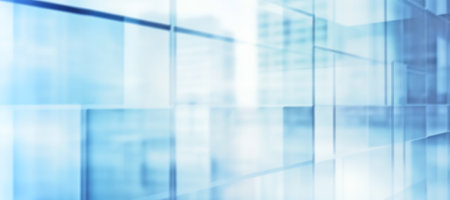 Blurred Background of Blue Modern Abstract Glass Architectural Forms of windowの写真素材