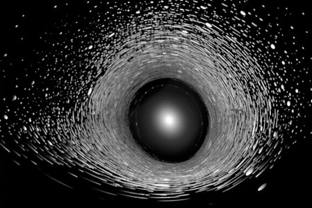 Gravitation waves around black hole in space illustrationの素材