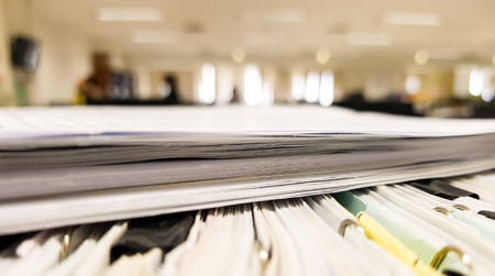 Close-up White paper document on office background.design for banner and website illustration.の写真素材