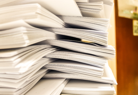 Stacks of white Paper document,switch,office and business concept background,design for advertising,illustration and banner.の写真素材