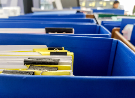 Classic Blue Document file with Paper Document on office background design.