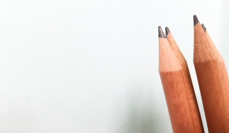Three pencils design and education concept on white backgroundの写真素材