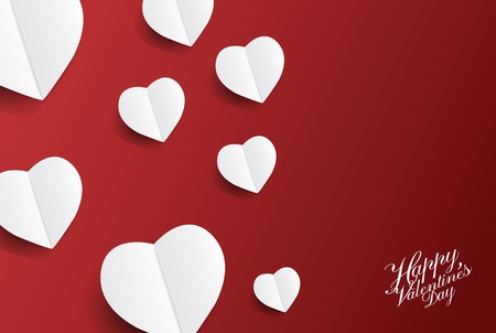 Valentine's day background with Many hearts paper art; vector illustration.のイラスト素材