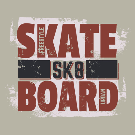 Creative quote typographical background about skateboard in minimalistic style with grunge vintage fonts. Template for card poster banner print for t-shirt.のイラスト素材
